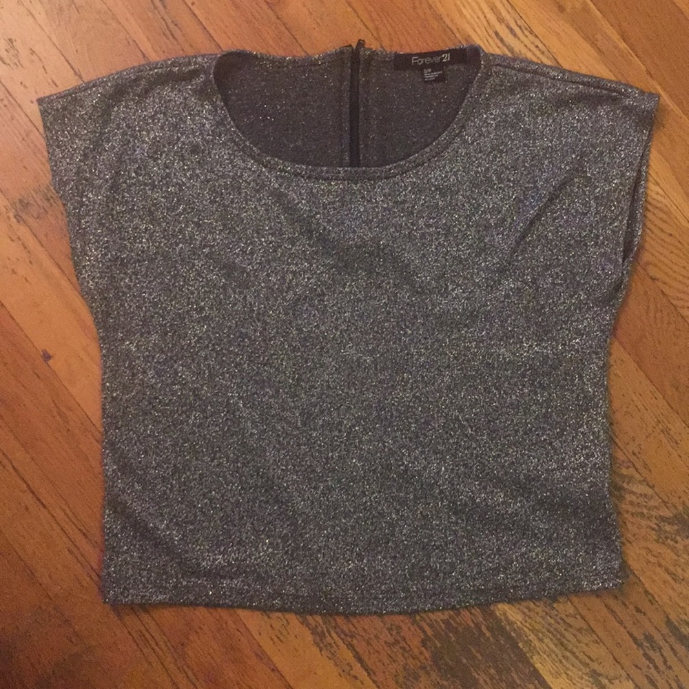 Silver Crop Top Zippered Back
